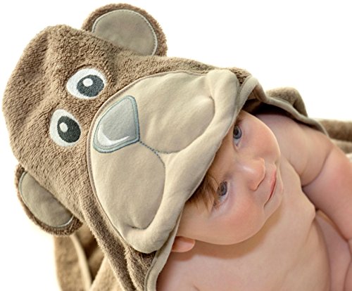 Little Tinkers World Baby-Badetuch / Kapuzenhandtuch im Bär -Design – 100% Flauschige Baumwolle – Perfekt als Geschenk für Neugeborene, Säuglinge, Kleinkinder, Mädchen & Jungen, 75×75 cm - 4