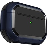 Minesk Airpods PRO 3 ile Uyumlu Armor Serisi Darbelere Karşı Ultra G&uuml;&ccedil;l&uuml; Koruma Fiber Karbon Arka Tasarım Kılıf (Lacivert, Ai