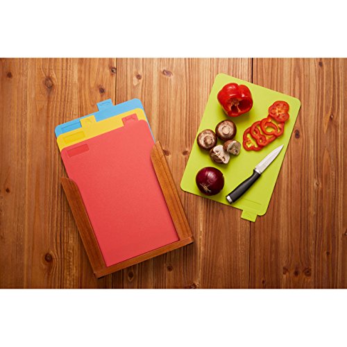 Premier Housewares Schneidebrett-Set mit Holzständer, 4 Stück - 7