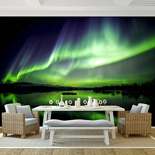 Fototapete Polarlicht 396 x 280 cm – Vliestapete – Wandtapete – Vlies Phototapete – Wand – Wandbilder XXL – !!! 100% MADE IN GERMANY !!! Runa Tapete 9032012c - 2