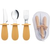 Guqqo Silikon Saplı Bebek &Ccedil;atal Kaşık Bı&ccedil;ak Seti, 316L, BLW, Saklama Kutulu, Turuncu