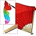 RHX New 1.8M Hand Made Belly Dance Dancing Silk Bamboo Long Fans Veils Art Colorful