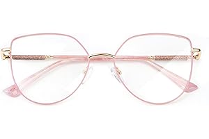 OKH Blue Light Blocking Glasses Women Cateye Anti Blue Light Metal Glasses Cat Eye Anti Glare UV Filter with Spring Hinge Bling Decoration For Computer Gaming Reading