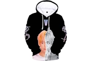Flyself Unisexe Sweats à Capuche Kpop 3D Imprimé Love Yourself Longue Manche Sweat-Shirt Pull à Capuche Bangtan Boys Suga Jin Jimin Jung Kook V J-Hope RM