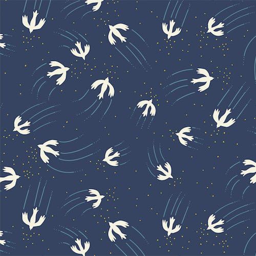 JERSEY FABRIC - Swallows Navy DASHJ02 - By 0.5 Metre (50 cm X 150 cm) - 95% cotton, 5% elastane Stretch Jersey Knit Fabric (DASHJ02 Birds Navy)