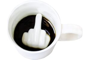 I-TOTAL® - Tasse en céramique thé/café avec dessins 3D intérieurs 9 x 8,5 x 9 cm (MIDDLE FINGER) 300 ml