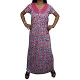 Indiatrendzs Hosiery Nighty Printed Pink Nightwear Nightgowns For Women (Chest 44)