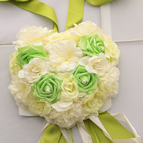 MagiDeal Hochzeit Auto Dekoration Kits 5 Meter Bänder & 6 Große Antennenschleifen – Grün, 25 cm - 8