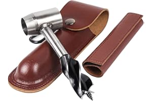 LMYDIDO Holzbearbeitung Handbohrer, Manueller Schneckenbohrer, Mehrzweck Schlangenbohrer, Überlebenswerkzeuge für Bushcraft Siedler, Outdoor Survival Bohrer Handschraubenbohrer (Braun)