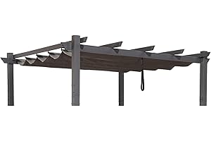 PURPLE LEAF Bache pour Pergola, Toile Pergola 3 x 3 m Retractable, Toile de Tonnelle Toile de Toit Rechange pour Jardin Terrasse, Gris