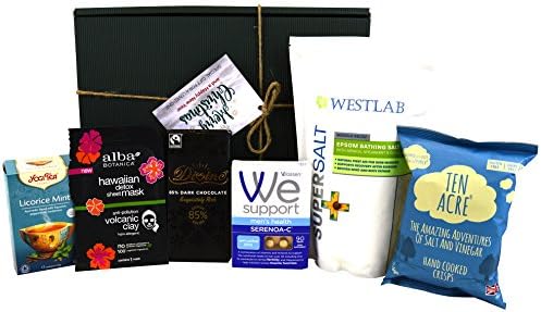 Gentleman's Pamper Hamper - Wassen Men's Health Anti Wrinkle Mask, Epsom Salts, Yogi Tea,Chocolate &amp; more - Includes Christmas Gift Box &amp; Tag!