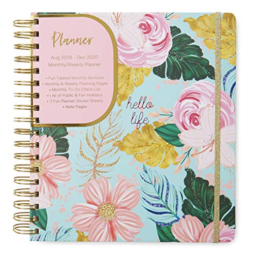 Tri Coastal Design - Agenda de 17 Meses 2020 con planificador semanal - Tapa rígida Resistente - Elegante Funda Decorada (Blue Floral)