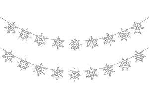 MOITKPTT 2 Stück Glitzer Winterdeko Girlande, Schneeflocken Deko Flagge, Girlande Weihnachten für Schneeflocken Deko, Weihnachten Deko, Winter Deko (Silber)