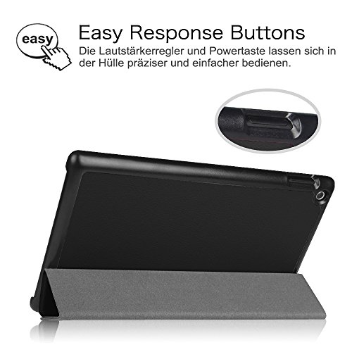 Fintie Fire HD 8 2015 Hülle – Ultra Slim Lightweight Schutzhülle Tasche Smart Shell Case mit Standfunktion und Auto Sleep / Wake Funktion für Amazon Fire HD 8.0 Zoll (5. Generation – 2015) Tablet, Schwarz - 9