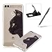 Produktbild Hülle für Huawei P Smart Transparent Weiche Silikon Malerei Muster, Herzzer Backcover Kratzfeste Rutschfest Flexibel Gel TPU Bumper Schale Case Cover Tasche Schutzhülle für Huawei P Smart - Schwarze Katze
