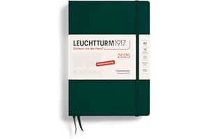 ‎LEUCHTTURM1917 LEUCHTTURM1917 370597 Tageskalender 2025, Medium A5 Hardcover - 12-Monats-Planer und Notizbuch, 80 g, liniert - Forest Green