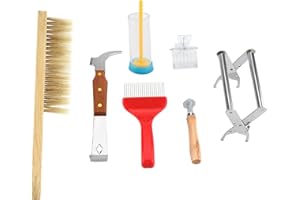 TNFEEON 7 Pezzi Kit di strumenti per apicoltura Pennello apribottiglie Forcella Apicoltore Strumenti per l'alimentazione delle api Attrezzi per Apicoltore