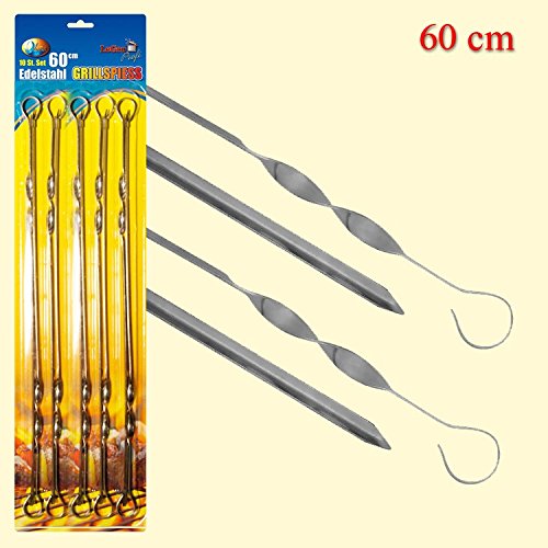 10 ECKIGE Schaschlikspiesse Edelstahl 60cm länge / 1,5 mm Stark / Schampura Grillspiesse Fleischspiesse auch für Mangal - 2