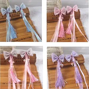 SYGA 4 pairs Baby Hair Pin For Girl Wig Claw Clips Hair Accessory For All Type of Infant Toddler Baby Hairs Bow Pattern- Set of 4, Pink Blue Purple