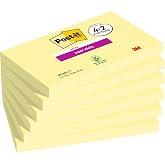 Post-it Super Sticky Notes, Canary Yellow, 4 Pads + 2 FREE, 76mm x 5" | Self-adhesive notes with stronger hold, for reminders