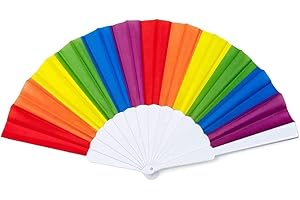 ZUWIJEQ 1 Stück Regenbogen Faltfächer, Regenbogen fächer Handfächer Bunte Hand Fan Fecher Damen Handfächer Regenbogen Handfächer Regenbogen Fächer Karneval Regenbogenlüfter für Pride Festivals Feiern