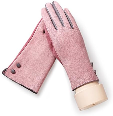 Womens Thick Touchscreen Gloves Plush Lined Winter Warm Outdoor Sports Gloves Windproof Mittens (Pink)