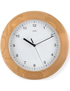 AMS Funk Wanduhr , Massivholzgehäuse Buche , gewölbtes Mineralglas