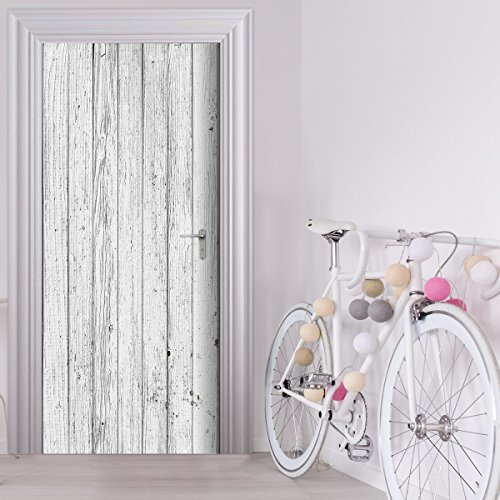 Türtapete selbstklebend TürPoster - WEISSES HOLZ - Fototapete Türfolie Poster Tapete