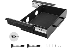 VEVOR Tiroir Coulissant sous Bureau, 385x230x76 mm, Tiroir Organisateur de Rangement de Bureau Caché, Capacité de Charge 5 kg, Espace Économisé pour Maison sous Table, Poste de Travail Assis-debout