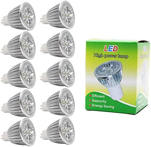 10-Packs 5W MR16 GU5.3 LED Bulbs Warm White 3000K 4W Halogen Replacement 60 Degrees 350lm DC12V GU5.3 LED Spot Light Bulbs for Home,Landscape, Recessed,Track Lighting