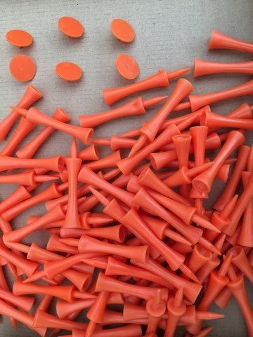 100-x-Masters-Long-Orange-Castle-Golf-Tees-6-Orange-Ball-Markers-dispatched-in-Box