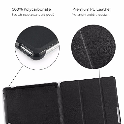 EasyAcc Huawei MediaPad M2 10.0 Hülle Case Tasche PU Leder zubehör hüllen für Huawei MediaPad M2 WiFi 25,4 cm (10 Zoll)/ Huawei MediaPad M2 Standard 25,4 cm (10 Zoll)/ Huawei MediaPad M2 LTE 25,4 cm (10 Zoll) Smart Cover mit Auto Sleep Wake up / Standfunktion (Schwarz, Kunstleder, Ultra dünn) - 8
