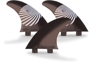 E8 FIN System - 3er Pack FCS Surfboard Flossen - A2 Flossen Größe M - Inklusive Zubehör wie Ersatzschlüssel und Tasche - Fiberglas - Farbe schwarz