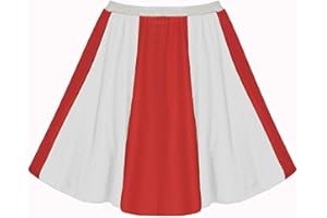 The Dragons Den Fancy Dress Ltd Adults England Football Rugby St Georges Day Red & White 15" Two Tone Skater Skirt