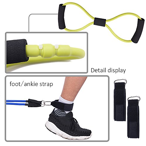 WOLFWILL Elastisch 12pcs Gymnastikbänder Übungsband Wiederstandband Fitnessbänder Set mit Griffe ideal für Sport Training Yoga Heimfitness - 3