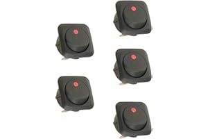 Mintice™ 5 x 25 mm samochód pojazd łódź ciężarówka okrągły przełącznik kołyskowy czerwone światło LED wł./wył. sterowanie SPST 12 V 25 A