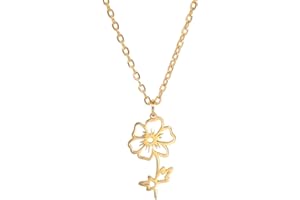 kkjoy Collier de Fleur du Mois de Naissance en Acier Inoxydable Collier avec Pendentif de Fleur pour 12 Mois de Naissance Collier de Meilleur Ami Bijoux pour Femme Fille