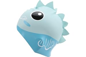 Dilwe Gorro de baño Infantil con Aleta Dorsal | Gorro de natación | Gorro de natación para niños | Gorro de natación | Conveniente | Gorro de baño | Playa | Tiburón para niños y niñas