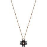 Swarovski Latisha flower pendant for women, black crystal, rose gold shiny finish.