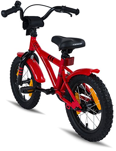 PROMETHEUS Kinderfahrrad 14 Zoll Jungen in Rot & Schwarz mit Stützrädern | Seitenzugbremse und Rücktrittbremse | ab 4 Jahren | 14″ BMX Edition 2017 - 8