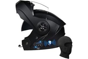 BYGMWEP Klapphelm mit Bluetooth, Integriert Motorradhelm, ECE Zertifiziert Integralhelm mit Doppelvisier, mit Eingebautem Mikrofon für Automatische Reaktion, für Erwachsene Frauen Männer