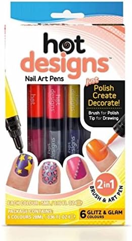 Nail Art Manicure and Pedicure Painting Kit, DIY Nail Painting Polish Pen Set, Includes Decorative Pen and Brush, Nail Art Tools Starter Kit, Nail Art Professional Artist Collection, Glitz &amp;Glam