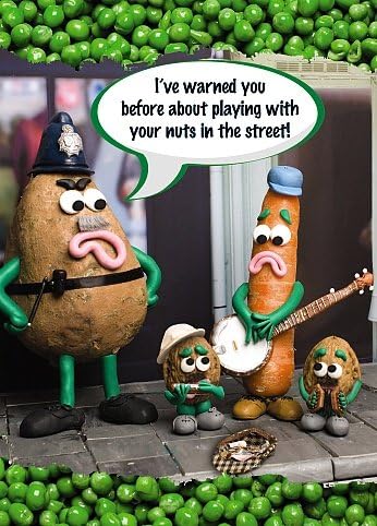 Violent Veg - Playing with Nuts - Greetings Card Blank Inside