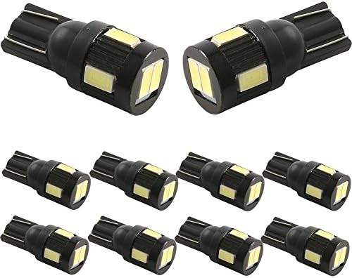 10pcs,Car Dome Light Bulbs,Speedleds Super Bright 194 168 175 2825 W5W 158 161 T10 Wedge High Power 5630 SMD 6000K Car LED Light Bulbs Xenon White LEDA001