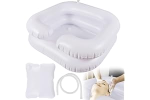 FORHOME Umywalka do włosów dla chorych, nadmuchiwana umywalka do włosów, mobilna umywalka, pomoc do mycia włosów + poduszka pod głowę + wąż odpływowy, dla dzieci, niepełnosprawnych, rannych, osób starszych i