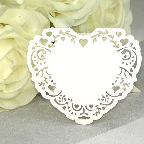 10x Tischkarten Hochzeit Herz Vintage EinsSein® weiß - Tischkarten, Platzkarten, Namenskarten, Platzkartenhalter