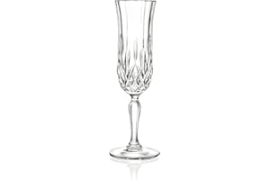 RCR Cristalleria Italiana S.p.a. Linea Opera | Flute da Acqua e Champagne in Vetro Bicchieri Moderni Set 6 Biccheri di Cristallo da 130 ml