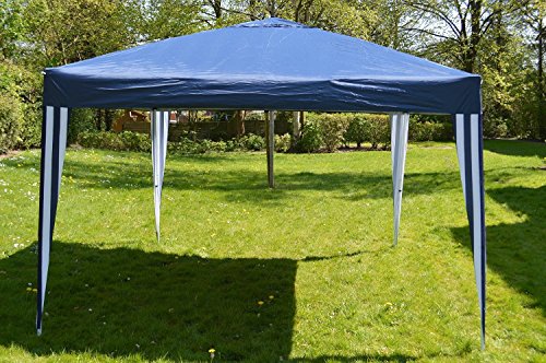 Pavillon blau/weiß aus Aluminium, 300x300x260cm, Faltpavillon einsetzbar als Gartenpavillon, Party- und Festzelt, Camping- und Festival-Zelt, Gartenmöbel - 3