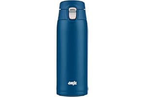 ‎EMSA Emsa N21509 Travel Mug Light Thermo/Isolierbecher aus Edelstahl, 0,4 Liter, 8h heiß, 16h kalt, 100 Prozent dicht, auslaufsicher, spülmaschinengeeignet, Klappverschlussystem, Blau, 1 Stück (1er Pack)