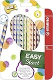 Ergonomischer Buntstift fr Linkshnder - STABILO EASYcolors - 12er Pack mit Spitzer - mit 12 verschiedenen Farben - 